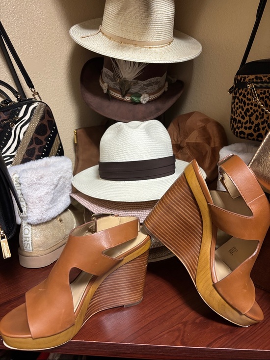 MICHAEL Michael Kors Shoes - MICHAEL Michael Kors Tan Leather Wedge Sandals